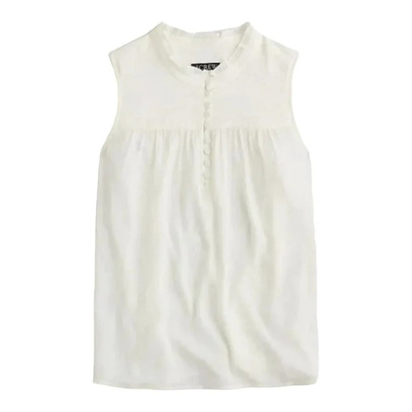 J.Crew Ivory Sleeveless Button Front Ruffle Neck Popover Top - Picture 1 of 6
